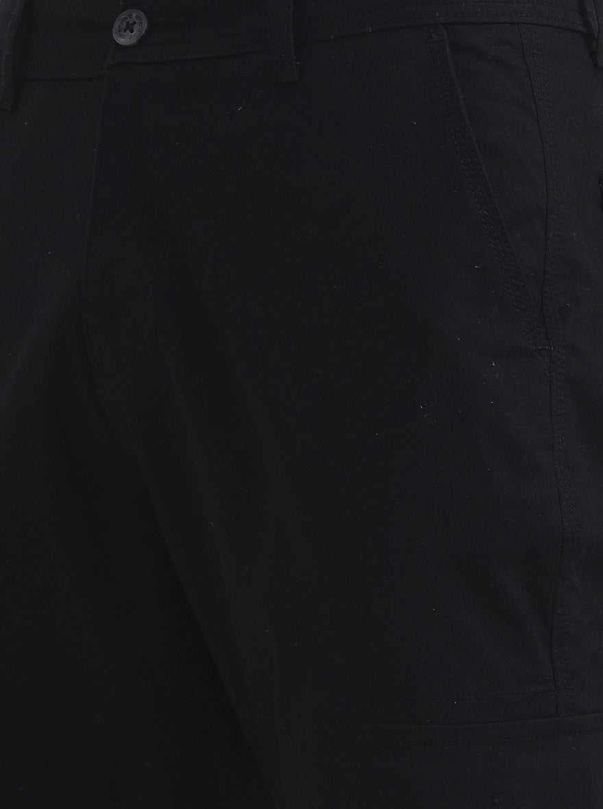 Black Solid Slim Fit Cargo Pant | Greenfibre