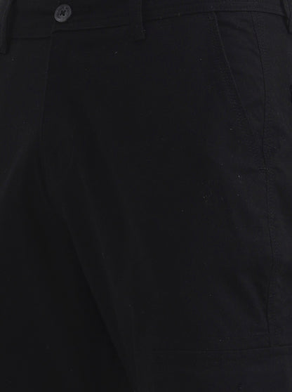 Black Solid Slim Fit Cargo Pant | Greenfibre