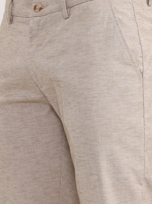 Khaki Solid Super Slim Fit Casual Trouser | Greenfibre
