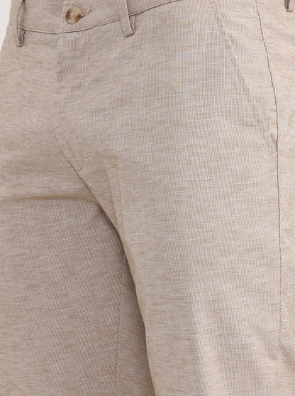 Khaki Solid Super Slim Fit Casual Trouser | Greenfibre