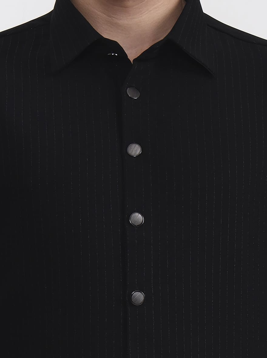 Black Solid Slim Fit Party Wear Shirt | Wyre