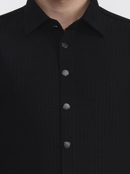 Black Solid Slim Fit Party Wear Shirt | Wyre