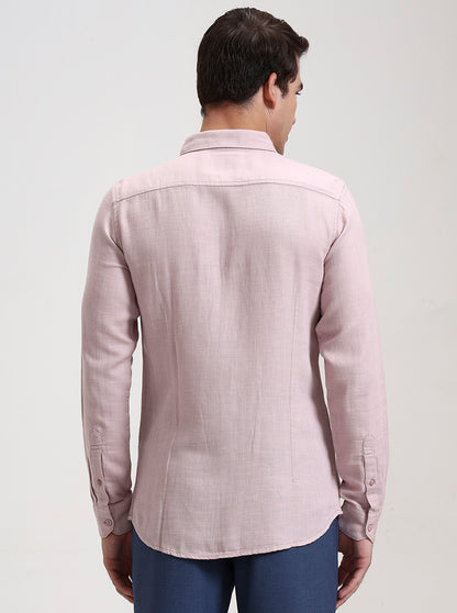 Onion Pink Solid Slim Fit Casual Shirt | JadeBlue