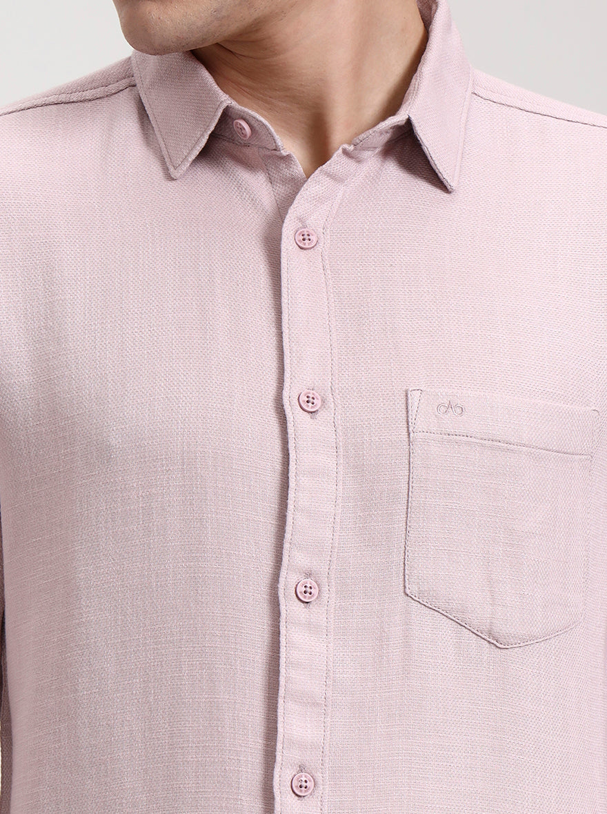 Onion Pink Solid Slim Fit Casual Shirt | JadeBlue