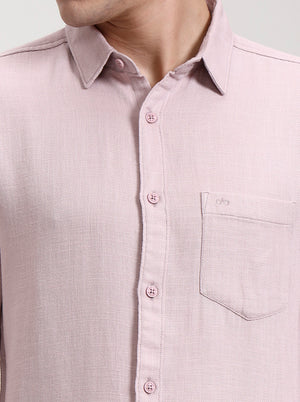 Onion Pink Solid Slim Fit Casual Shirt | JadeBlue