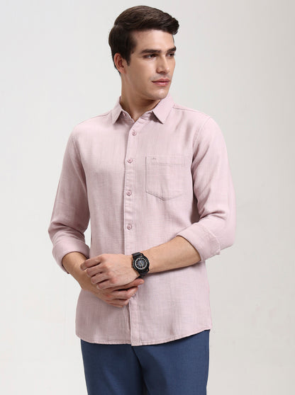 Onion Pink Solid Slim Fit Casual Shirt | JadeBlue