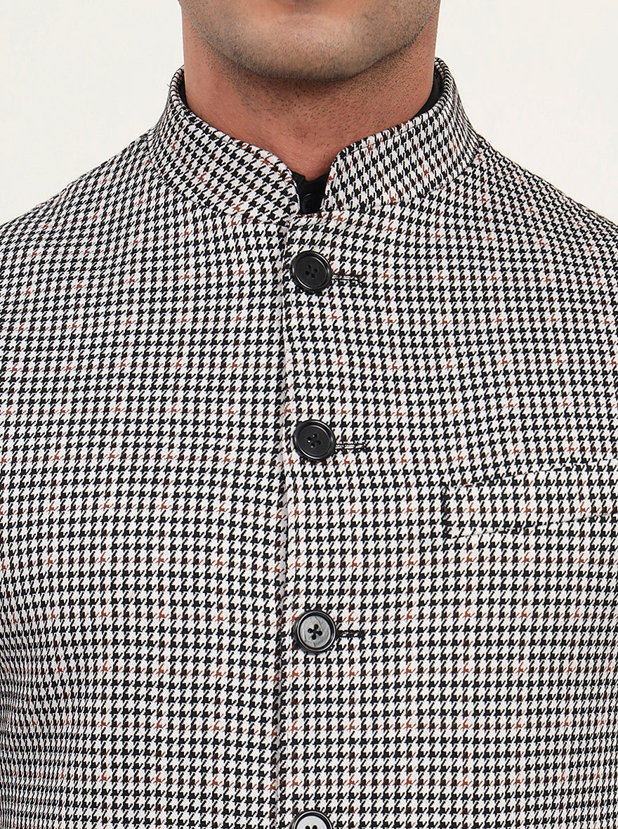 Black & Grey Checked Regular Fit Waistcoat | JB Studio