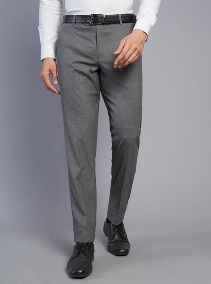 Grey Solid Super Slim Fit Formal Trouser | JadeBlue Youth
