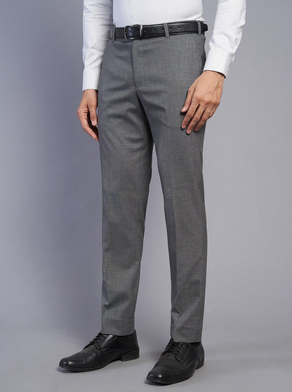 Grey Solid Super Slim Fit Formal Trouser | JadeBlue Youth