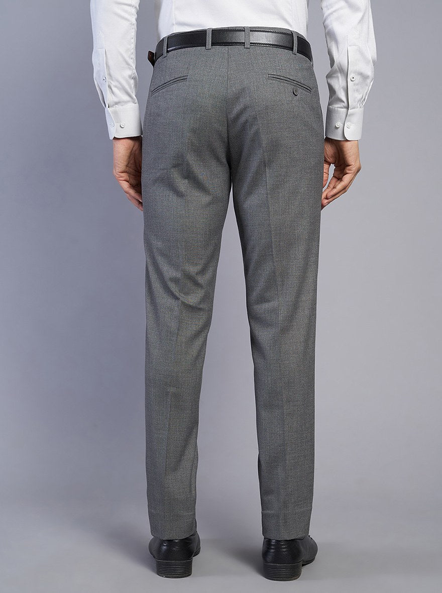 Grey Solid Super Slim Fit Formal Trouser | JadeBlue Youth