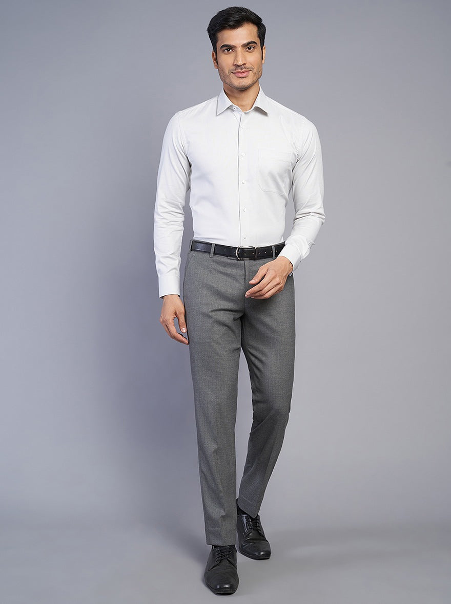 Grey Solid Super Slim Fit Formal Trouser | JadeBlue Youth