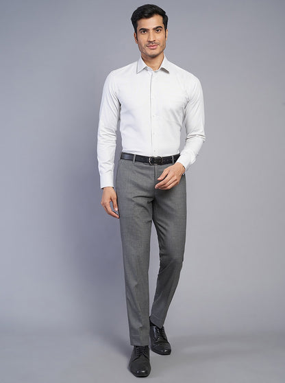 Grey Solid Super Slim Fit Formal Trouser | JadeBlue Youth