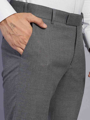Grey Solid Super Slim Fit Formal Trouser | JadeBlue Youth