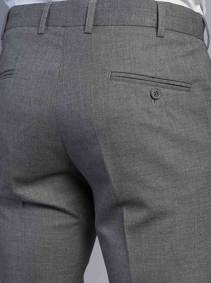Grey Solid Super Slim Fit Formal Trouser | JadeBlue Youth