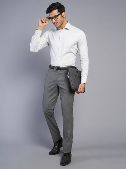 Grey Solid Super Slim Fit Formal Trouser | JadeBlue Youth