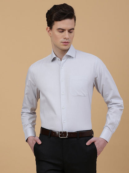 Grey Solid Regular Fit Formal Shirt | JadeBlue