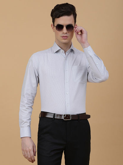 Grey Solid Regular Fit Formal Shirt | JadeBlue