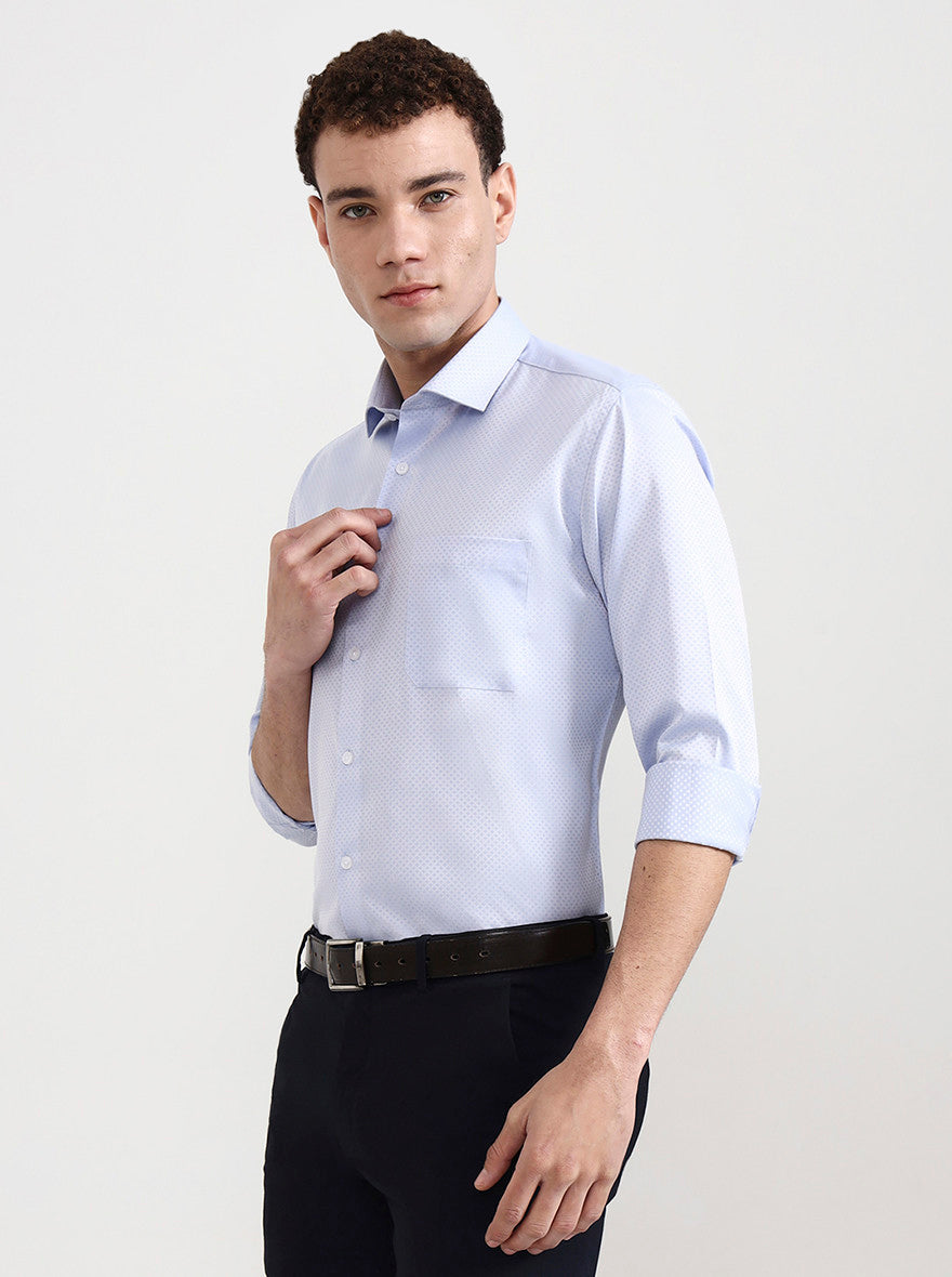 Sky Blue Solid Slim Fit Formal Shirt | Greenfibre