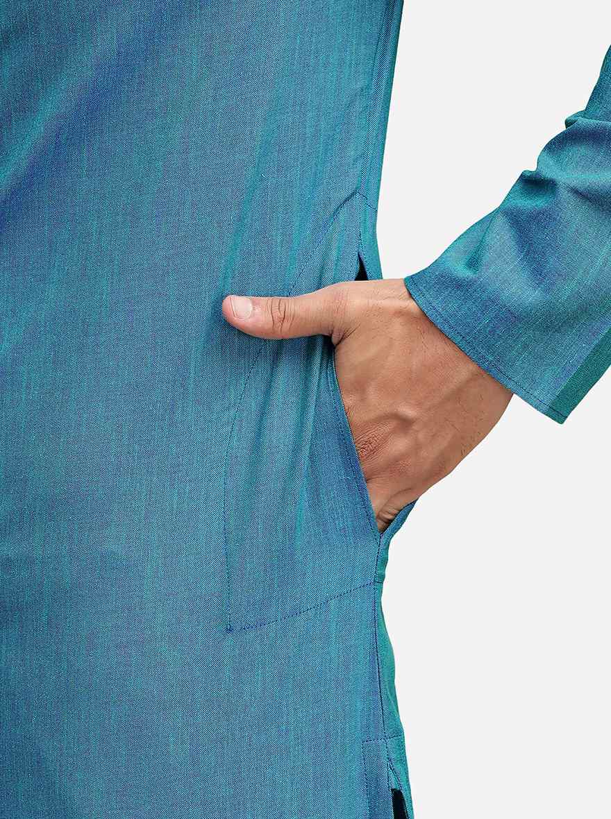 Curious Blue Plain Kurta | The Kurta Company