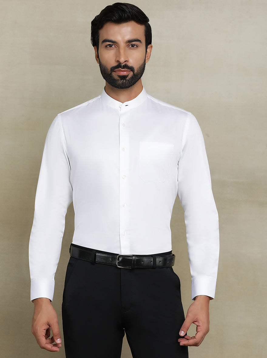 White Solid Slim fit Formal Shirt | Metal