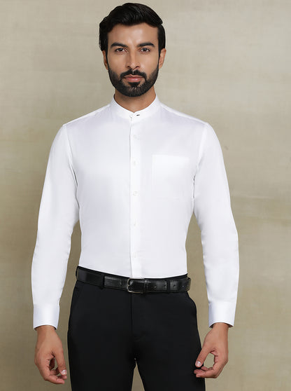 White Solid Slim fit Formal Shirt | Metal