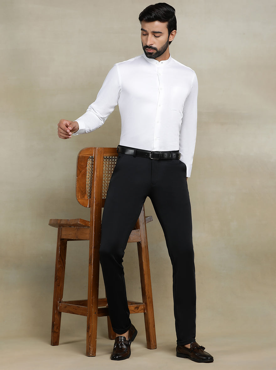 White Solid Slim fit Formal Shirt | Metal
