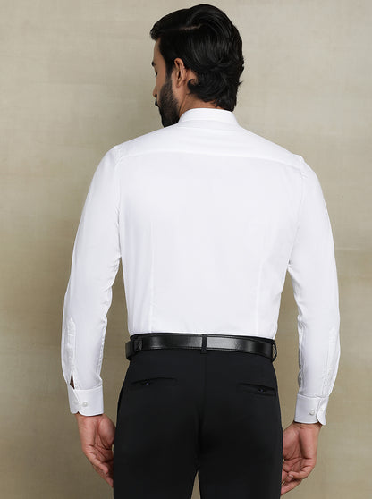 White Solid Slim fit Formal Shirt | Metal