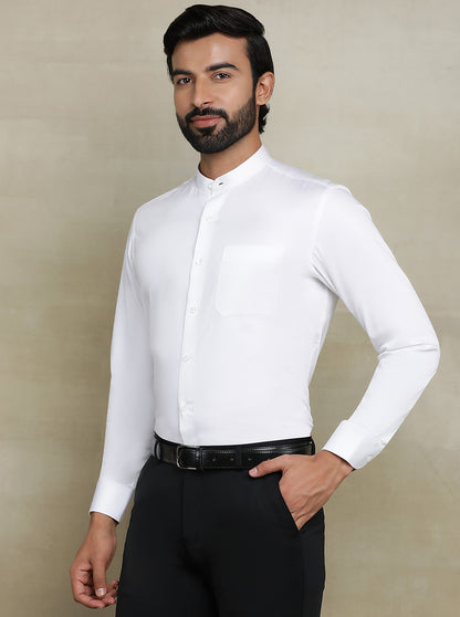 White Solid Slim fit Formal Shirt | Metal