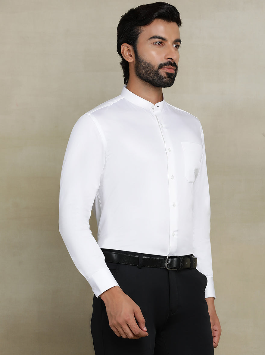 White Solid Slim fit Formal Shirt | Metal