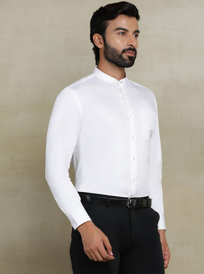 White Solid Slim fit Formal Shirt | Metal