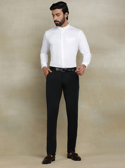 White Solid Slim fit Formal Shirt | Metal