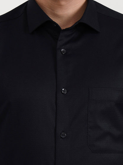 Black Solid Slim Fit Formal Shirt | Metal