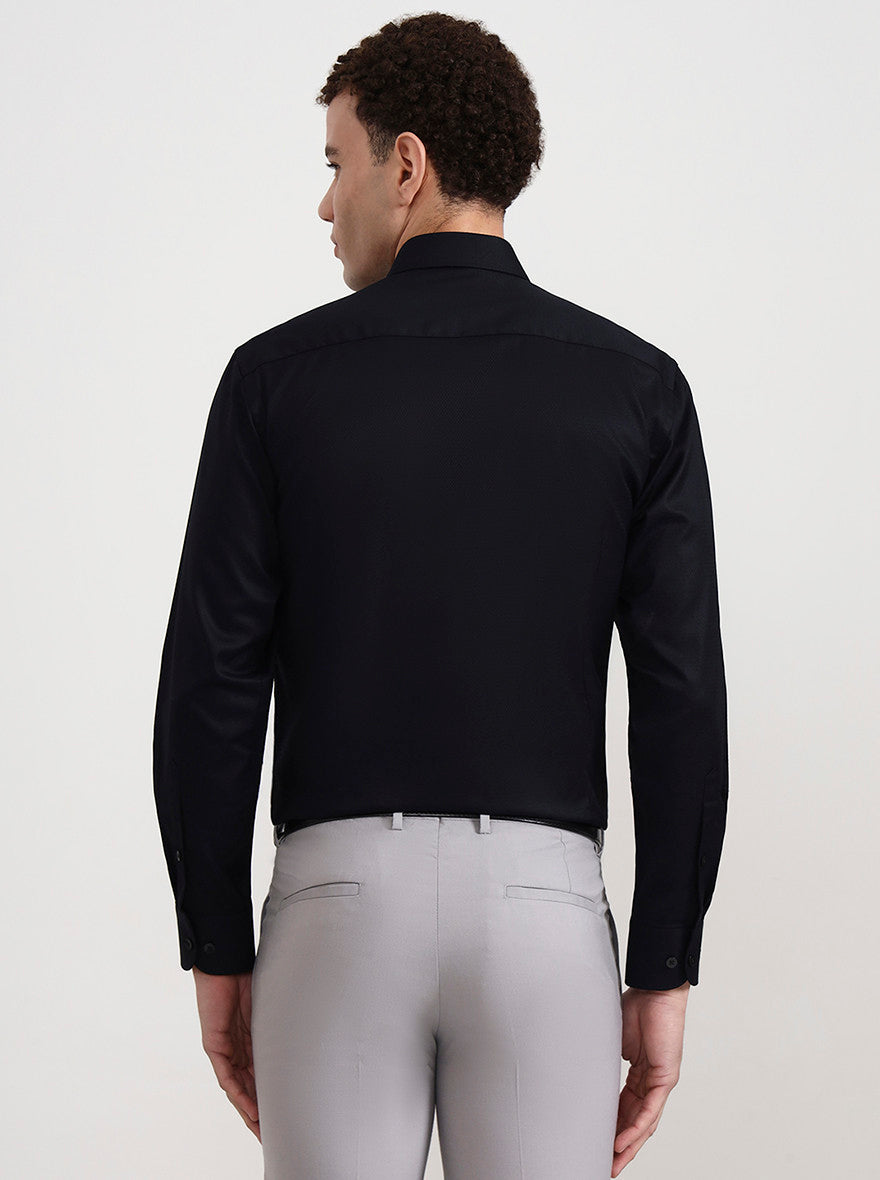 Black Solid Slim Fit Formal Shirt | Metal