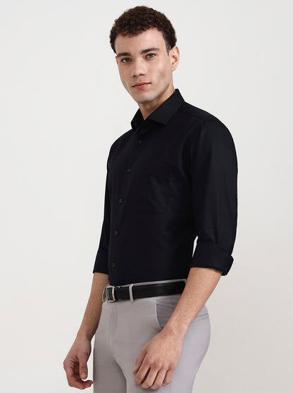 Black Solid Slim Fit Formal Shirt | Metal