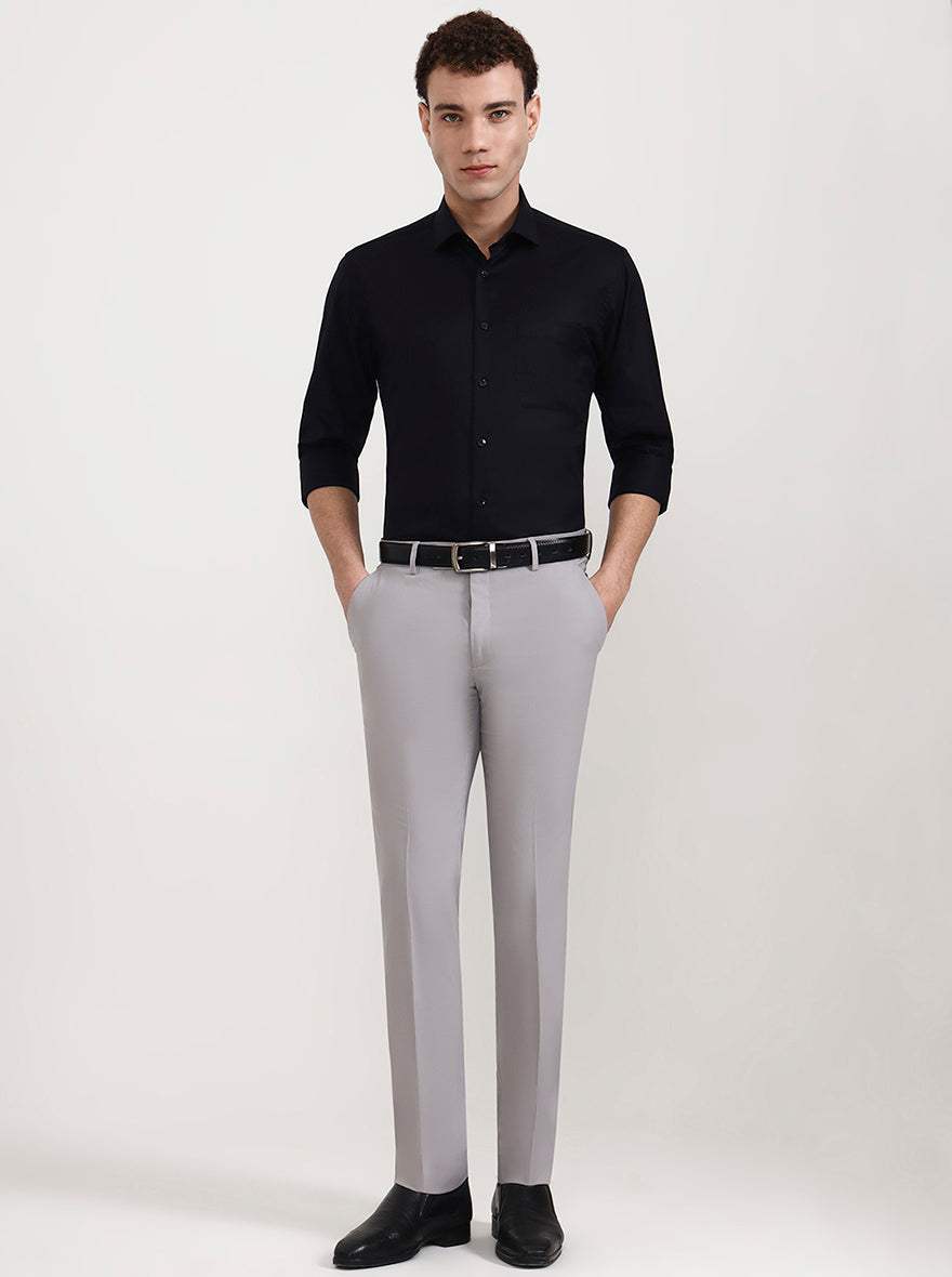 Black Solid Slim Fit Formal Shirt | Metal