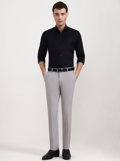 Black Solid Slim Fit Formal Shirt | Metal