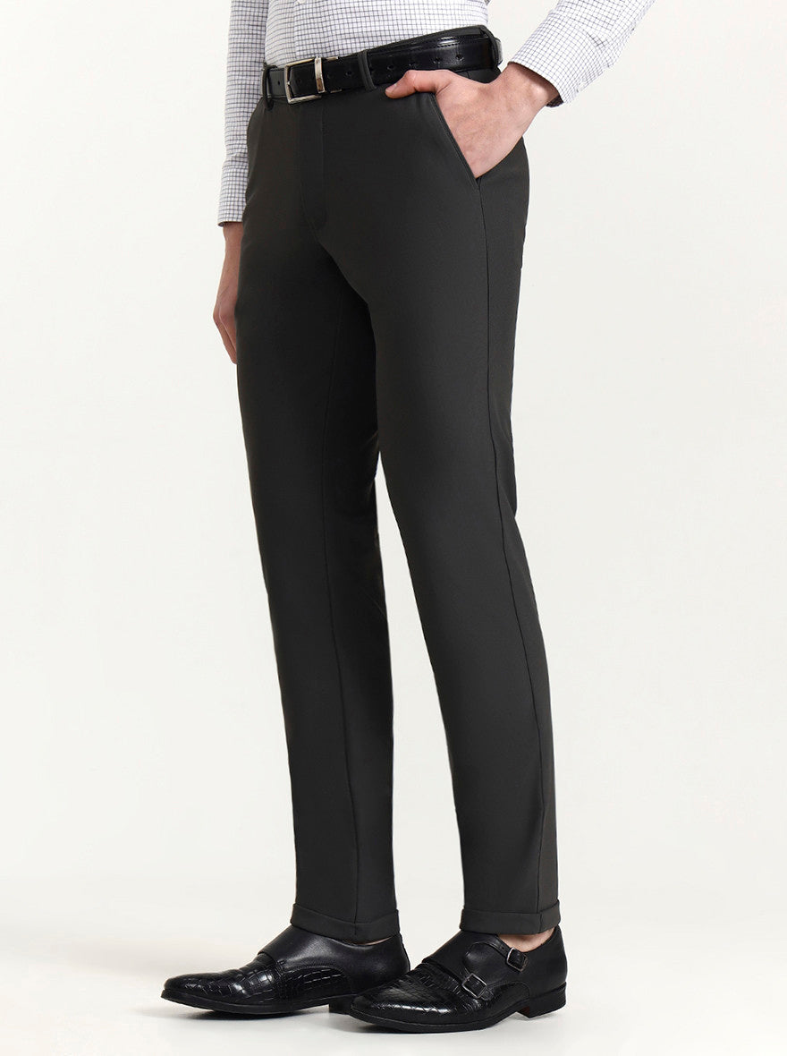 Grey Solid Slim Fit Club Wear Trouser | Wyre