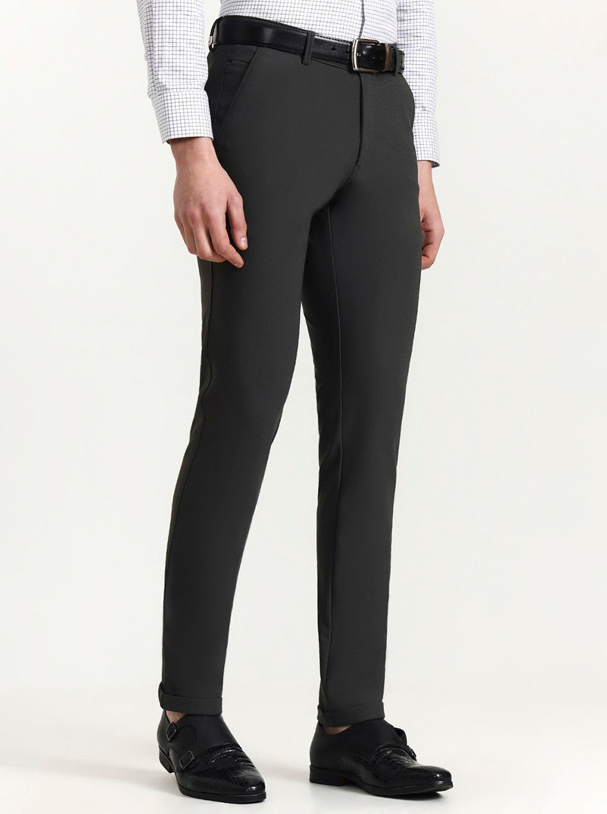 Grey Solid Slim Fit Club Wear Trouser | Wyre