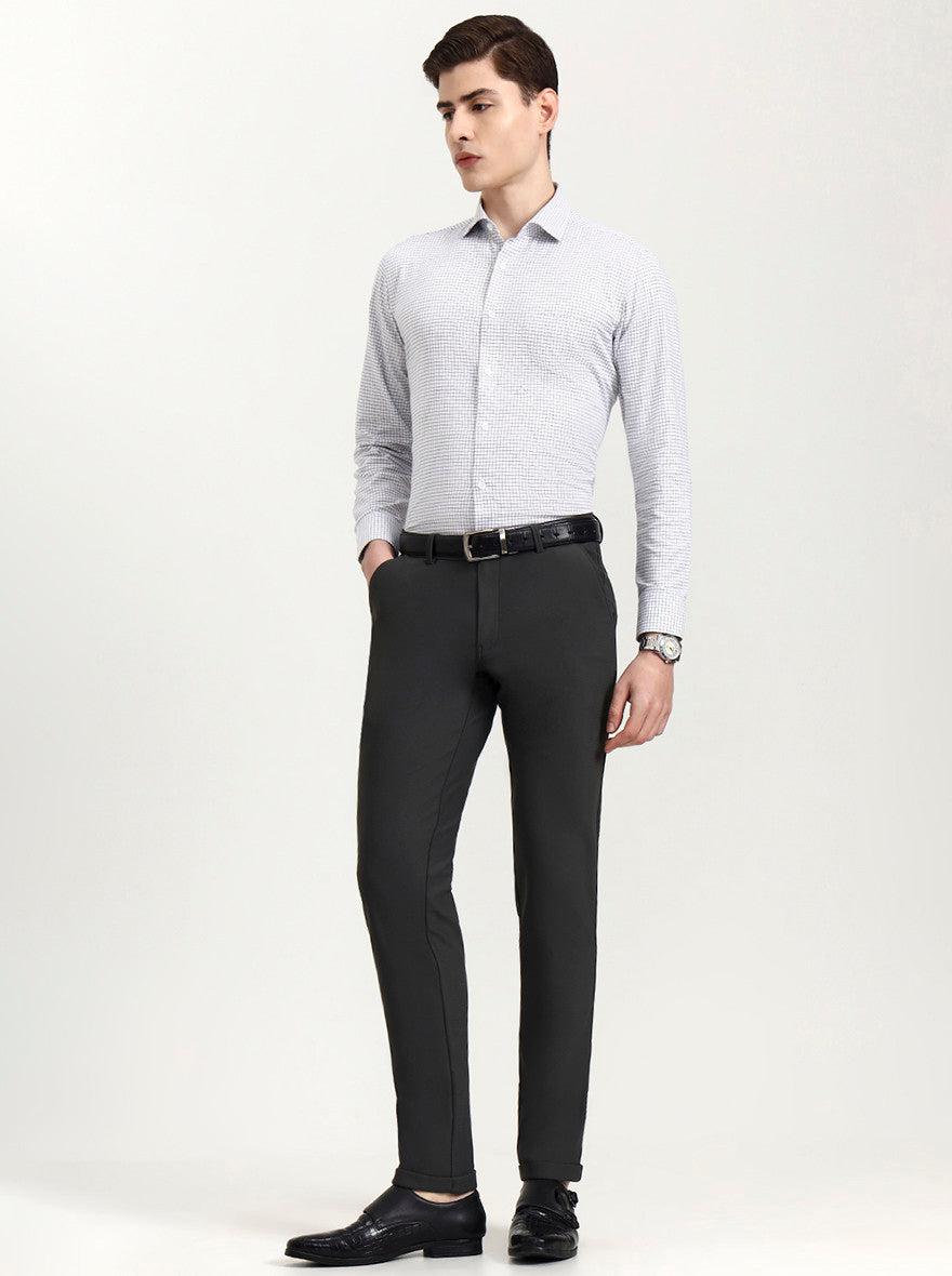 Grey Solid Slim Fit Club Wear Trouser | Wyre