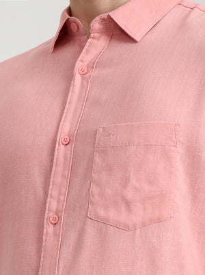 Onion Pink Solid Slim Fit Casual Shirt | JadeBlue