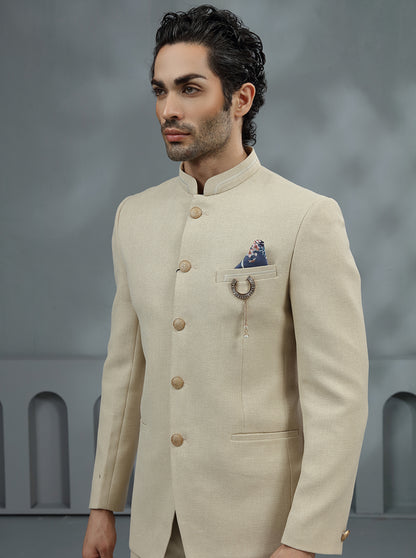 Beige Embroidered Jodhpuri Suit | JadeBlue