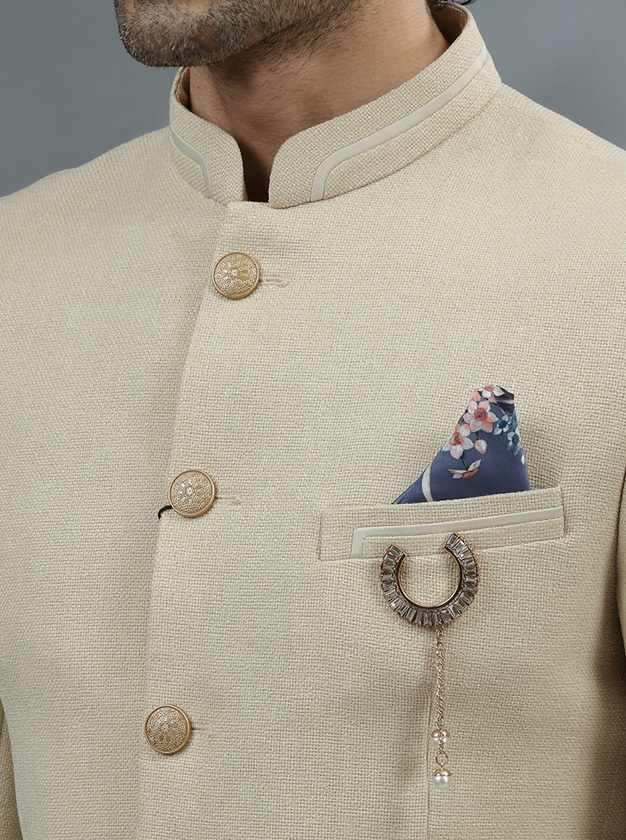 Beige Embroidered Jodhpuri Suit | JadeBlue
