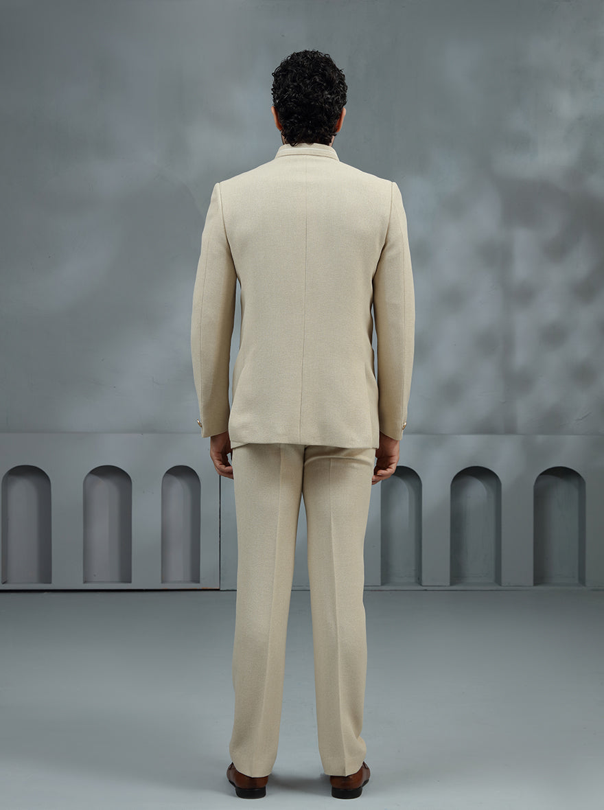 Beige Embroidered Jodhpuri Suit | JadeBlue