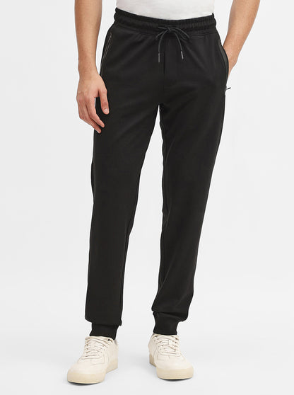 Black Solid Slim Fit Track Pant | JadeBlue