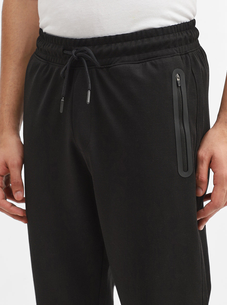 Black Solid Slim Fit Track Pant | JadeBlue