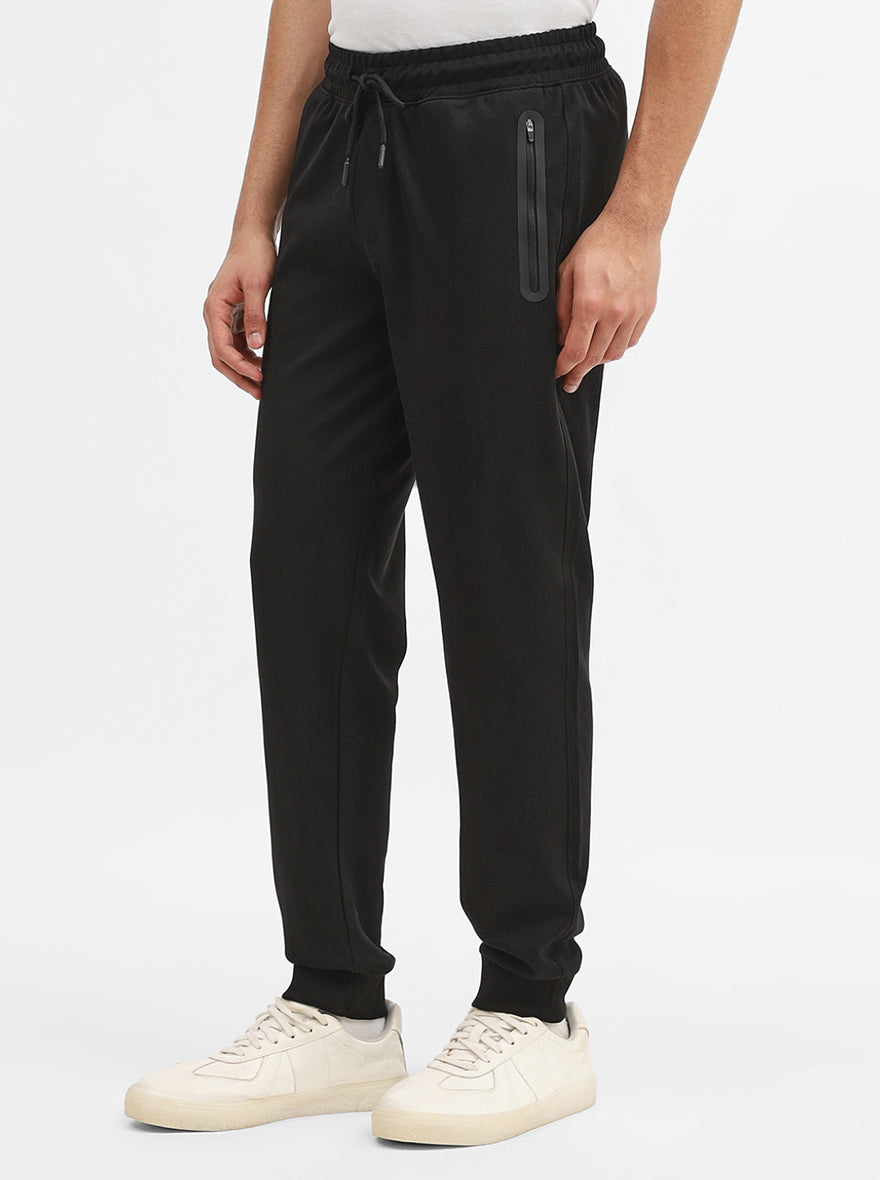 Black Solid Slim Fit Track Pant | JadeBlue