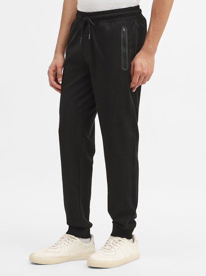 Black Solid Slim Fit Track Pant | JadeBlue