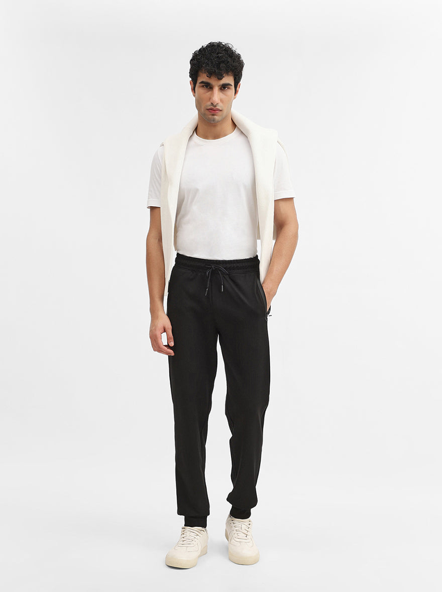 Black Solid Slim Fit Track Pant | JadeBlue