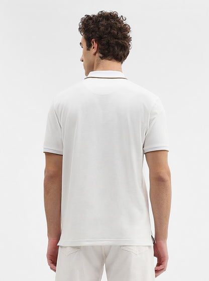 White Solid Slim Fit Polo T-Shirt | JadeBlue