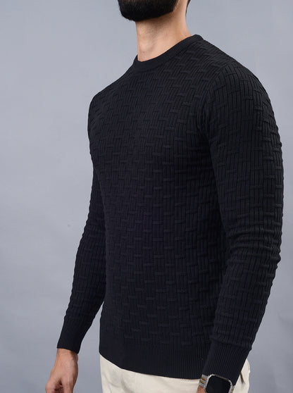 Black Solid Slim Fit Winter T-Shirt | JadeBlue